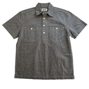 NWOT Taylor Stitch Gray Shirt Sz38 Chest 40 Short Sleeve Henley Pockets